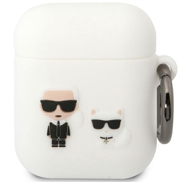 Karl Lagerfeld case for Airpods 1 / 2 KLACA2SILKCW white Silicone Karl & Choupette