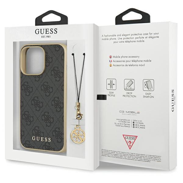 328548_oryg Guess case for iPhone 14 Pro 6,7" GUHCP14XGF4GGR grey HC PU 4G Charm