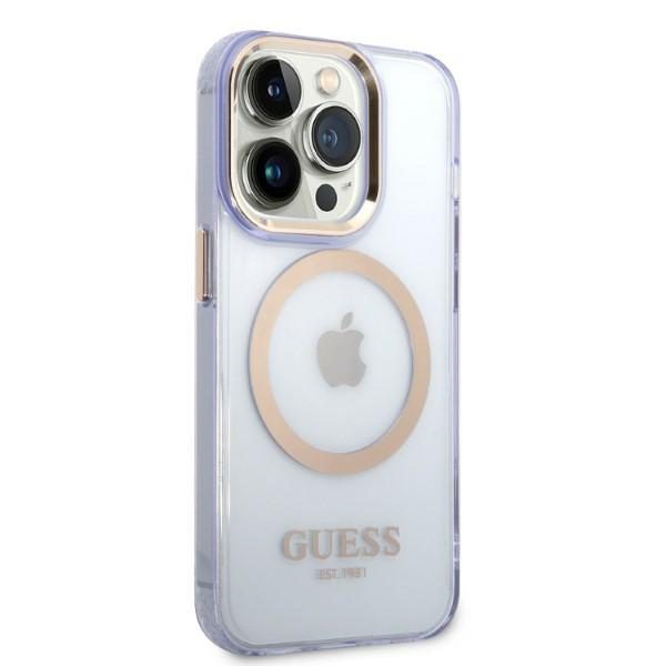 328560_oryg Guess case for iPhone 14 Pro 6,1" GUHMP14LHTCMU purple HC Magsafe Gold Outline Translucent