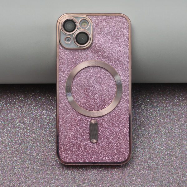 Glitter Chrome Mag case for iPhone 13 6,1" pink