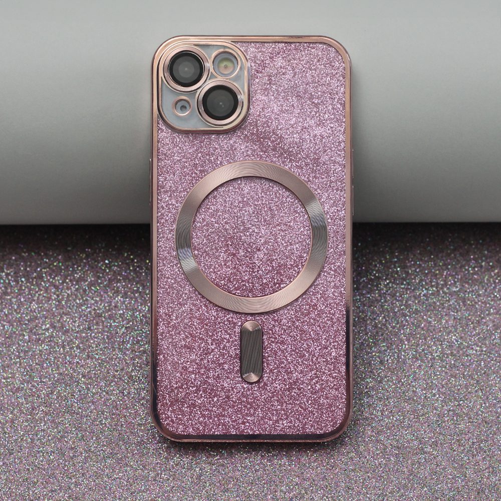 Glitter Chrome Mag case for iPhone 13 6,1" pink