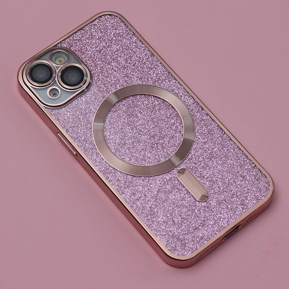 Glitter Chrome Mag case for iPhone 13 6,1" pink