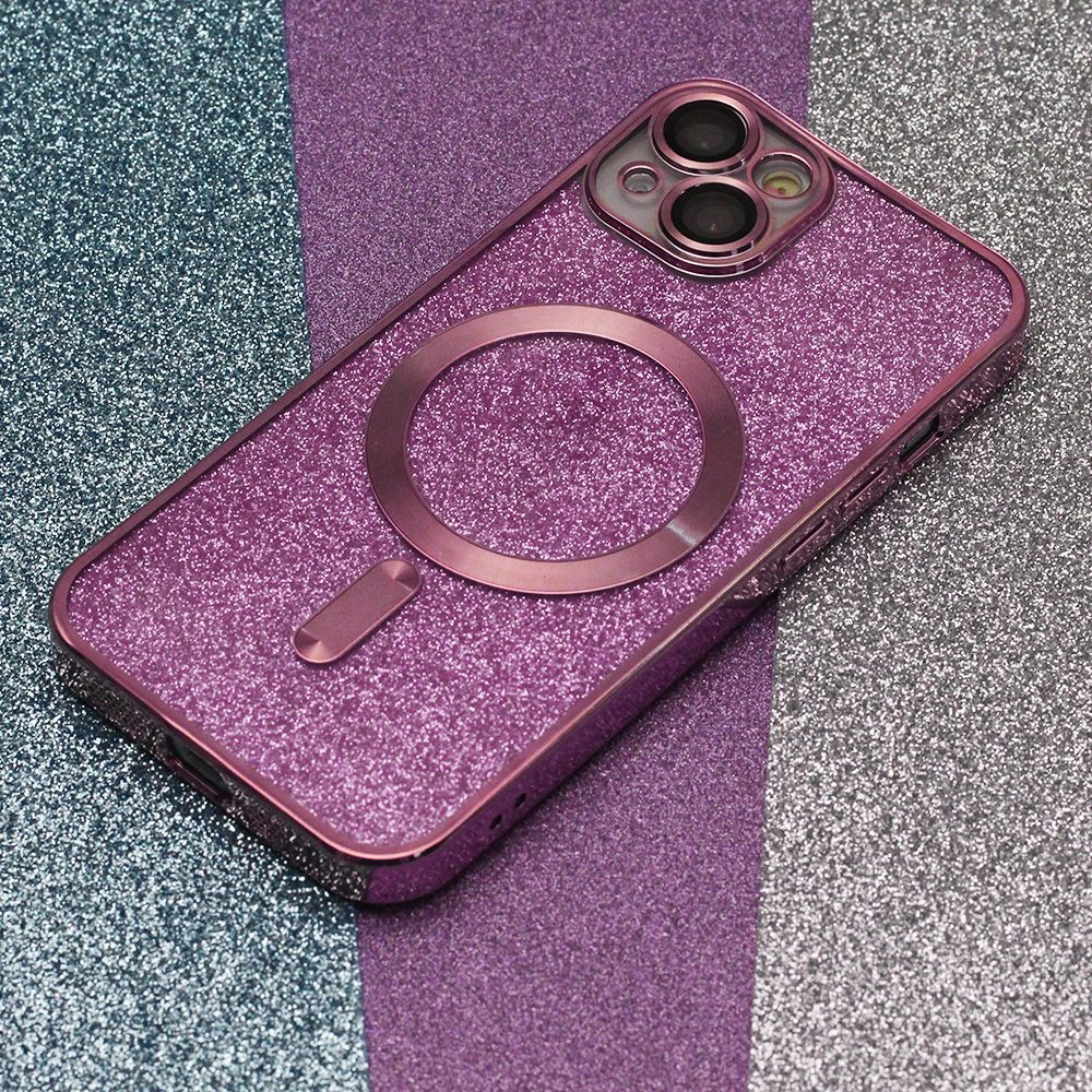 Glitter Chrome Mag case for iPhone 13 6,1" pink