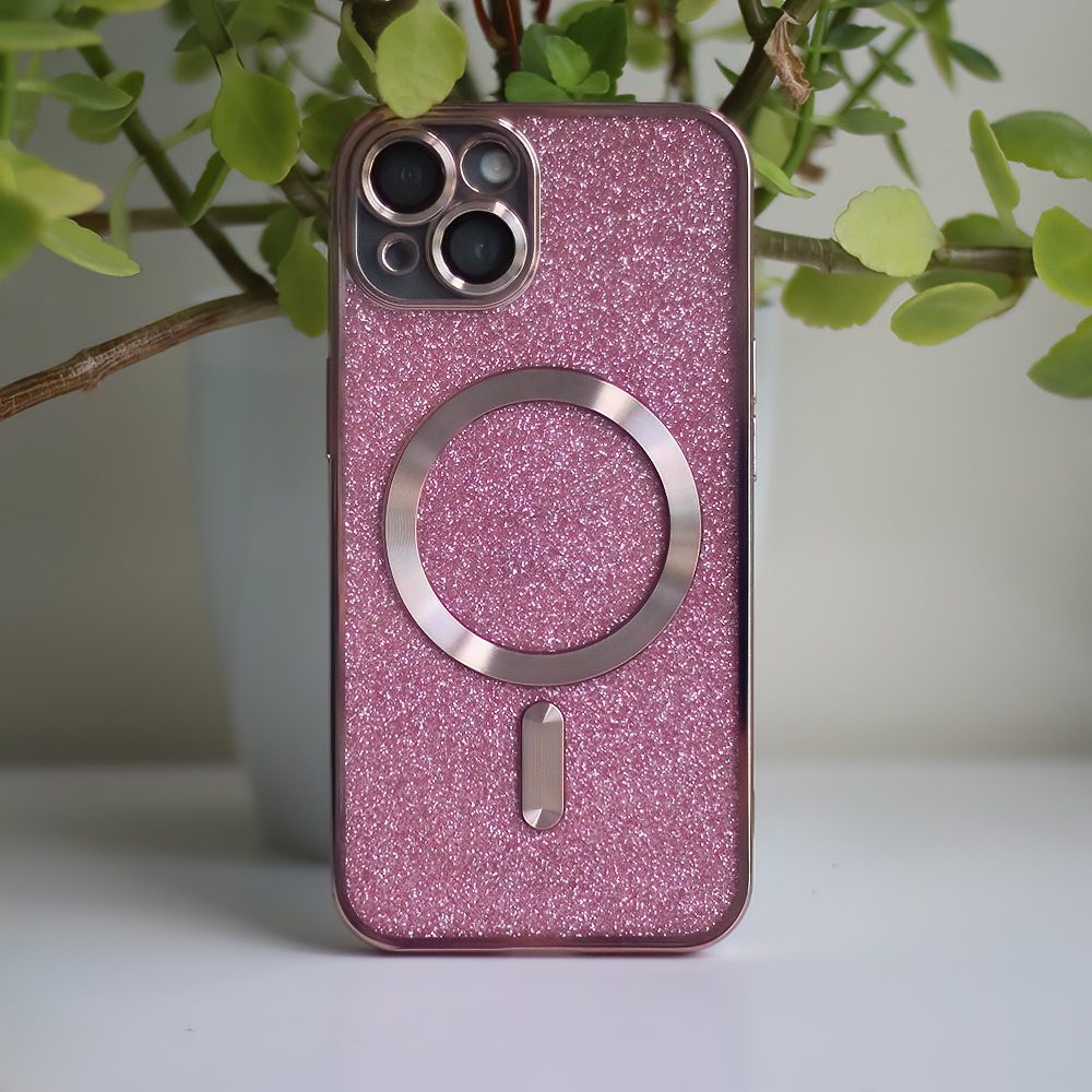 Glitter Chrome Mag case for iPhone 13 6,1" pink