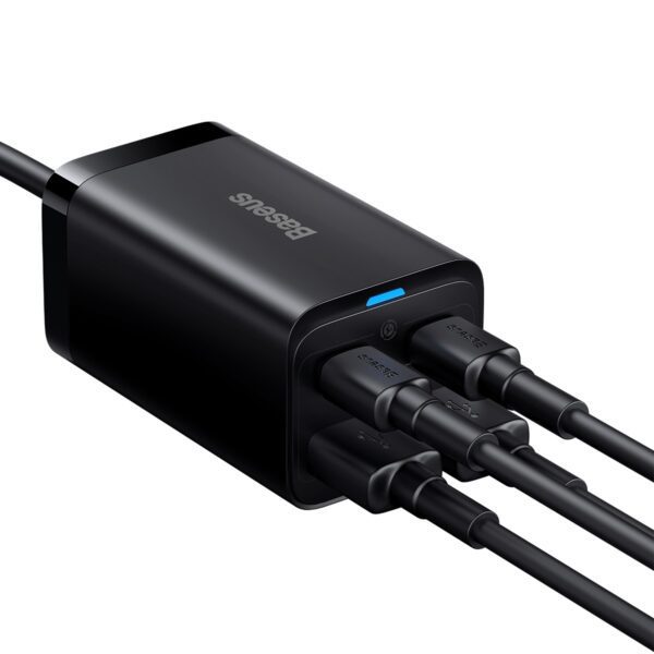 Baseus wall charger GaN3 Pro PD 65W 2x USB-C 2x USB black + USB-C - USB-C cable