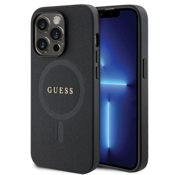 Guess case for iPhone 14 Pro 6,1" GUHMP14LPSAHMCK black HC PU Saffiano Magsafe