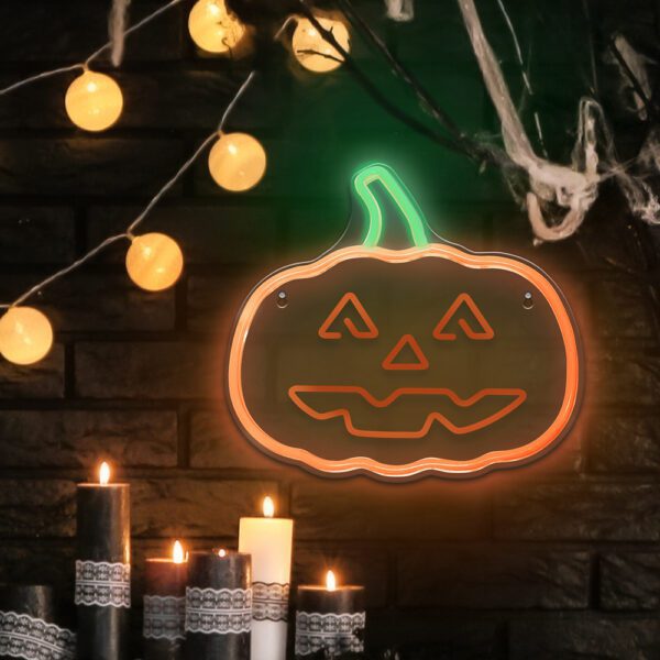 342680_oryg Neon PLEXI LED PUMPKIN WITH STEM orange green NNE13 Neolia