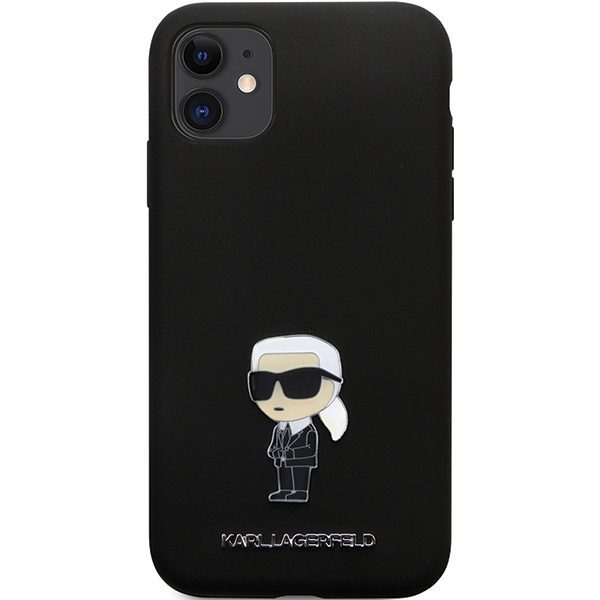 Karl Lagerfeld case for iPhone 11 KLHCN61SMHKNPK black HC Silicone Ikonik Metal Pin