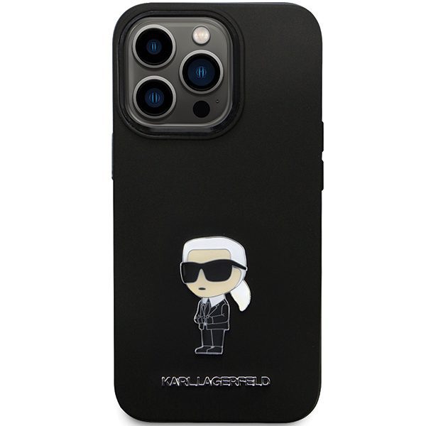 Karl Lagerfeld case for iPhone 13 Pro 6,1" KLHCP13LSMHKNPK black HC Silicone Ikonik Metal Pin