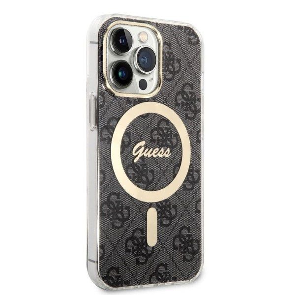 Guess set case + charger for iPhone 13 Pro 6,1" GUBPP13LH4EACSK black hard case 4G Print MagSafe