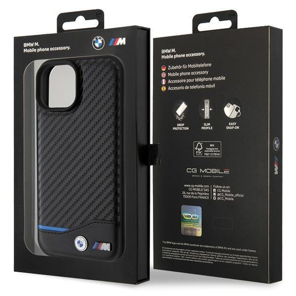 BMW case for iPhone 15 6,1" BMHCP15S22NBCK black HC PU Carbon