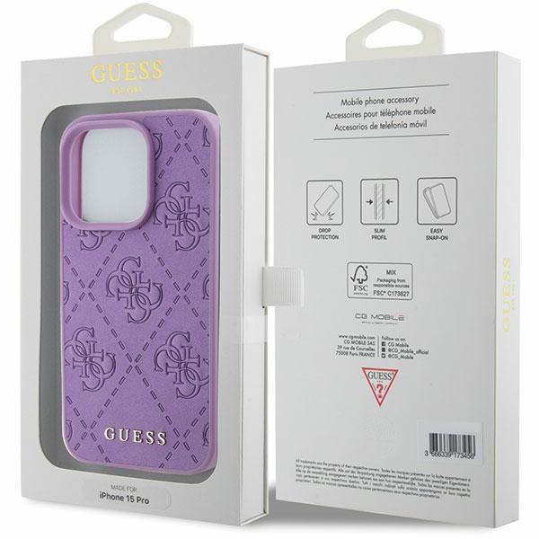 Guess case for iPhone 15 Pro 6,1" GUHCP15LP4EPMU light purple HC PU Quilted 4G Classic