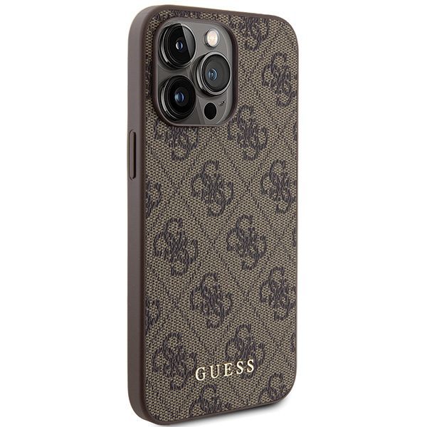 Guess case for iPhone 15 Pro Max 6,7" GUHCP15XG4GFBR brown HC PU 4G Metal Logo