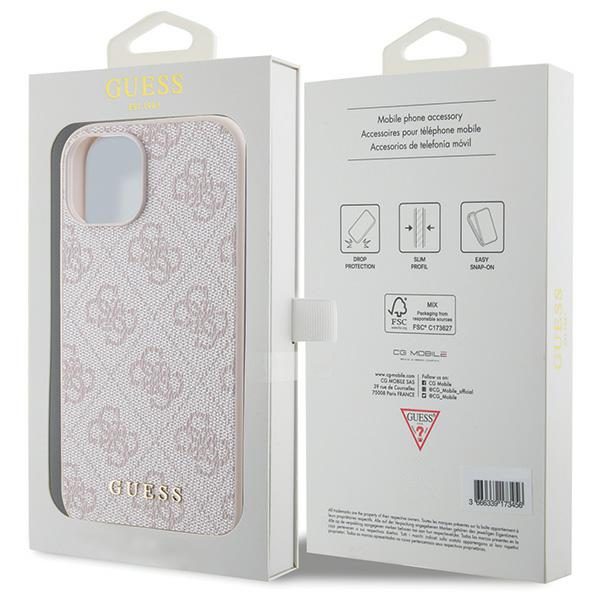 Guess case for iPhone 15 6,1" GUHCP15SG4GFPI pink HC PU 4G Metal Logo