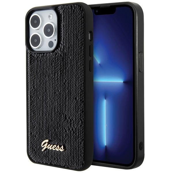 Guess case for iPhone 15 Pro 6,1" GUHCP15LPSFDGSK black HC Sequin Script Metal