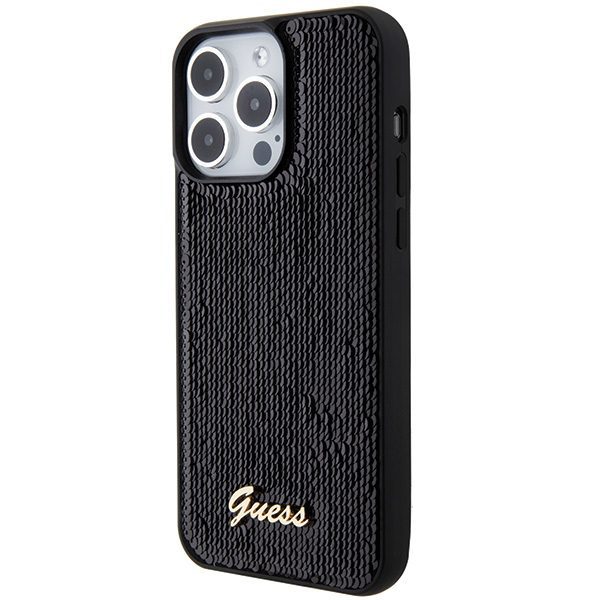 Guess case for iPhone 15 Pro 6,1" GUHCP15LPSFDGSK black HC Sequin Script Metal