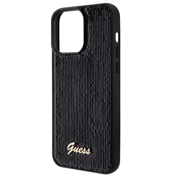 Guess case for iPhone 15 Pro 6,1" GUHCP15LPSFDGSK black HC Sequin Script Metal
