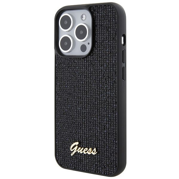 Guess case for iPhone 15 Pro 6,1" GUHCP15LPMSDGSK black HC PU Disco Script Metal