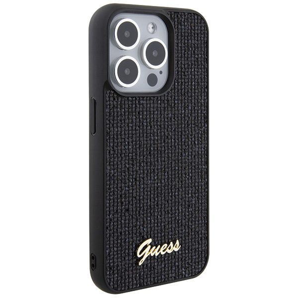 Guess case for iPhone 15 Pro 6,1" GUHCP15LPMSDGSK black HC PU Disco Script Metal
