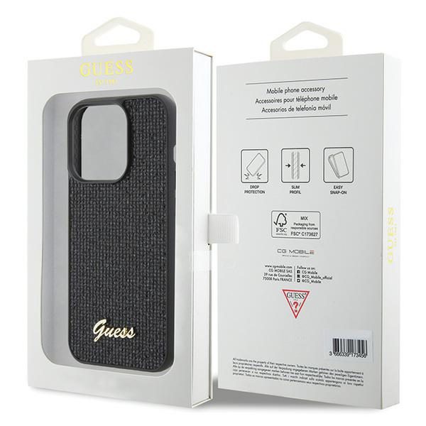 Guess case for iPhone 15 Pro 6,1" GUHCP15LPMSDGSK black HC PU Disco Script Metal