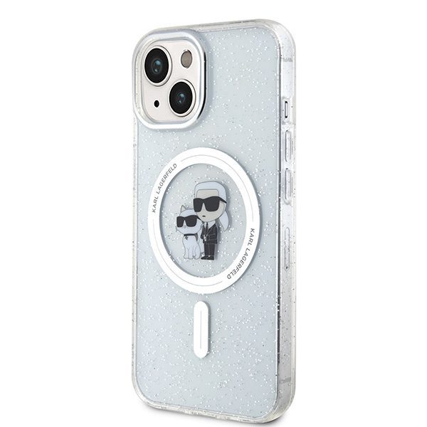 Karl Lagerfeld case for iPhone 15 6,1" KLHMP15SHGKCNOT transparent HC Magsafe IML KC Glitter