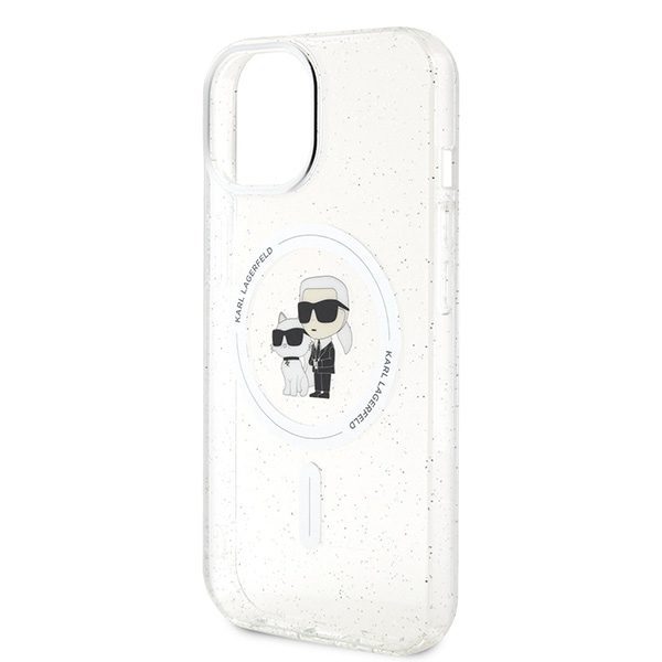 Karl Lagerfeld case for iPhone 15 6,1" KLHMP15SHGKCNOT transparent HC Magsafe IML KC Glitter
