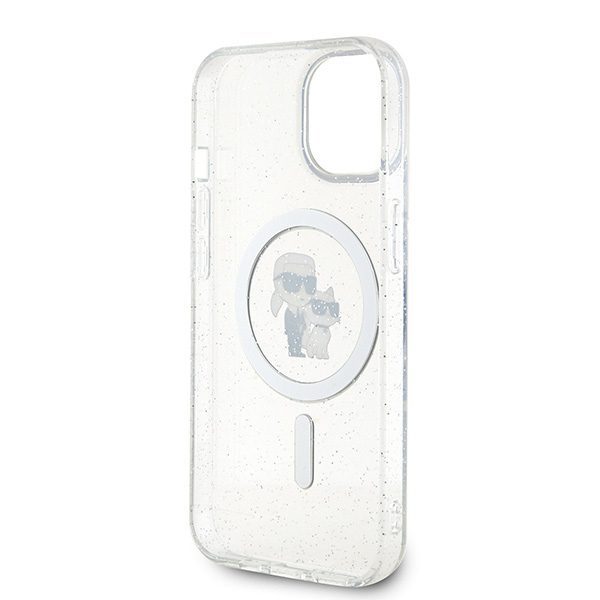 Karl Lagerfeld case for iPhone 15 6,1" KLHMP15SHGKCNOT transparent HC Magsafe IML KC Glitter