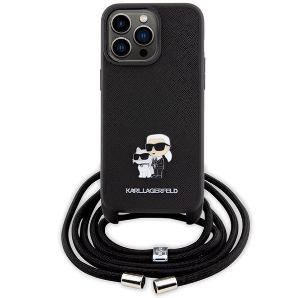 346615_oryg Karl Lagerfeld case for iPhone 15 Pro Max 6,7" KLHCP15XSAKCPSK black HC Saffiano KC Metal Pin Crossbody