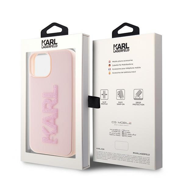 346649_oryg Karl Lagerfeld case for iPhone 15 6,1" KLHCP15S3DMBKCP pink HC 3D Logo Glitter
