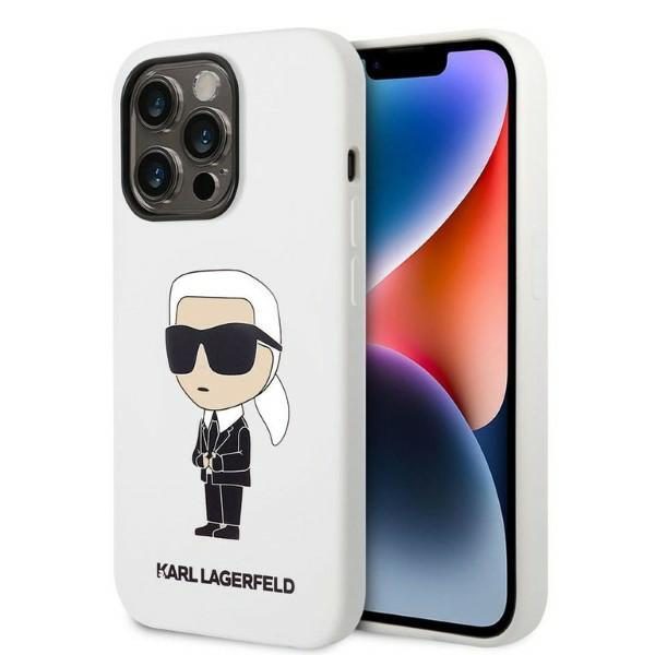 Karl Lagerfeld case for iPhone 14 Pro Max 6,7" KLHCP14XSNIKBCH white hardcase Silicone Ikonik