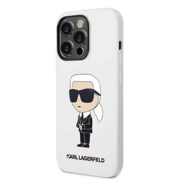Karl Lagerfeld case for iPhone 14 Pro Max 6,7" KLHCP14XSNIKBCH white hardcase Silicone Ikonik