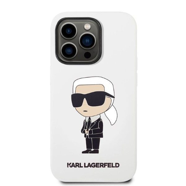 Karl Lagerfeld case for iPhone 14 Pro Max 6,7" KLHCP14XSNIKBCH white hardcase Silicone Ikonik
