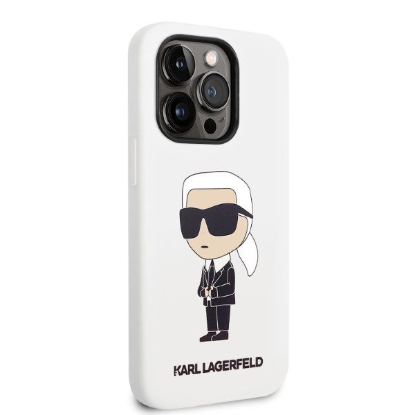 Karl Lagerfeld case for iPhone 14 Pro Max 6,7" KLHCP14XSNIKBCH white hardcase Silicone Ikonik