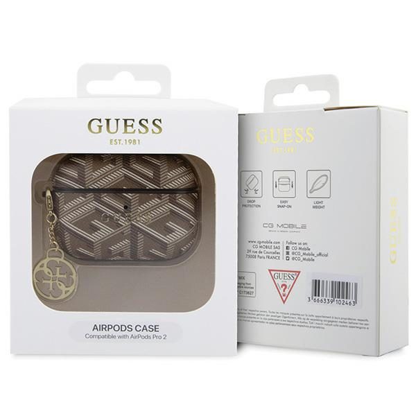 348203_oryg Guess case for AirPods Pro 2 GUAP2PGCE4CW brown Gcube Classic Gold Logo W/Charm