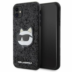 Karl Lagerfeld case for iPhone 11 / XR KLHCN61G2CPK black hardcase Glitter Choupette Patch