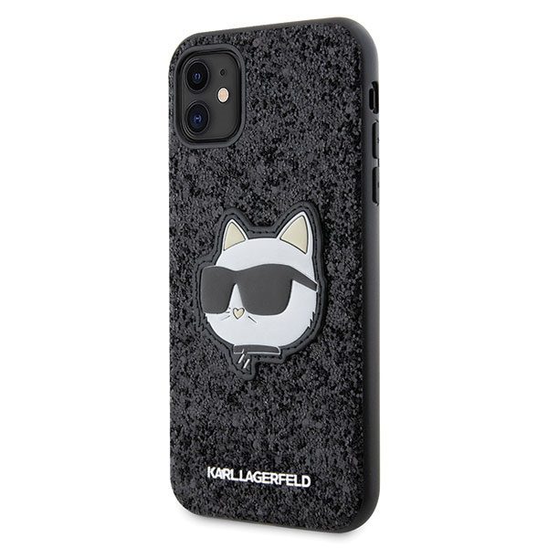 Karl Lagerfeld case for iPhone 11 / XR KLHCN61G2CPK black hardcase Glitter Choupette Patch