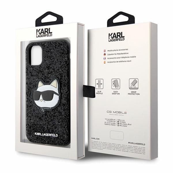 Karl Lagerfeld case for iPhone 11 / XR KLHCN61G2CPK black hardcase Glitter Choupette Patch
