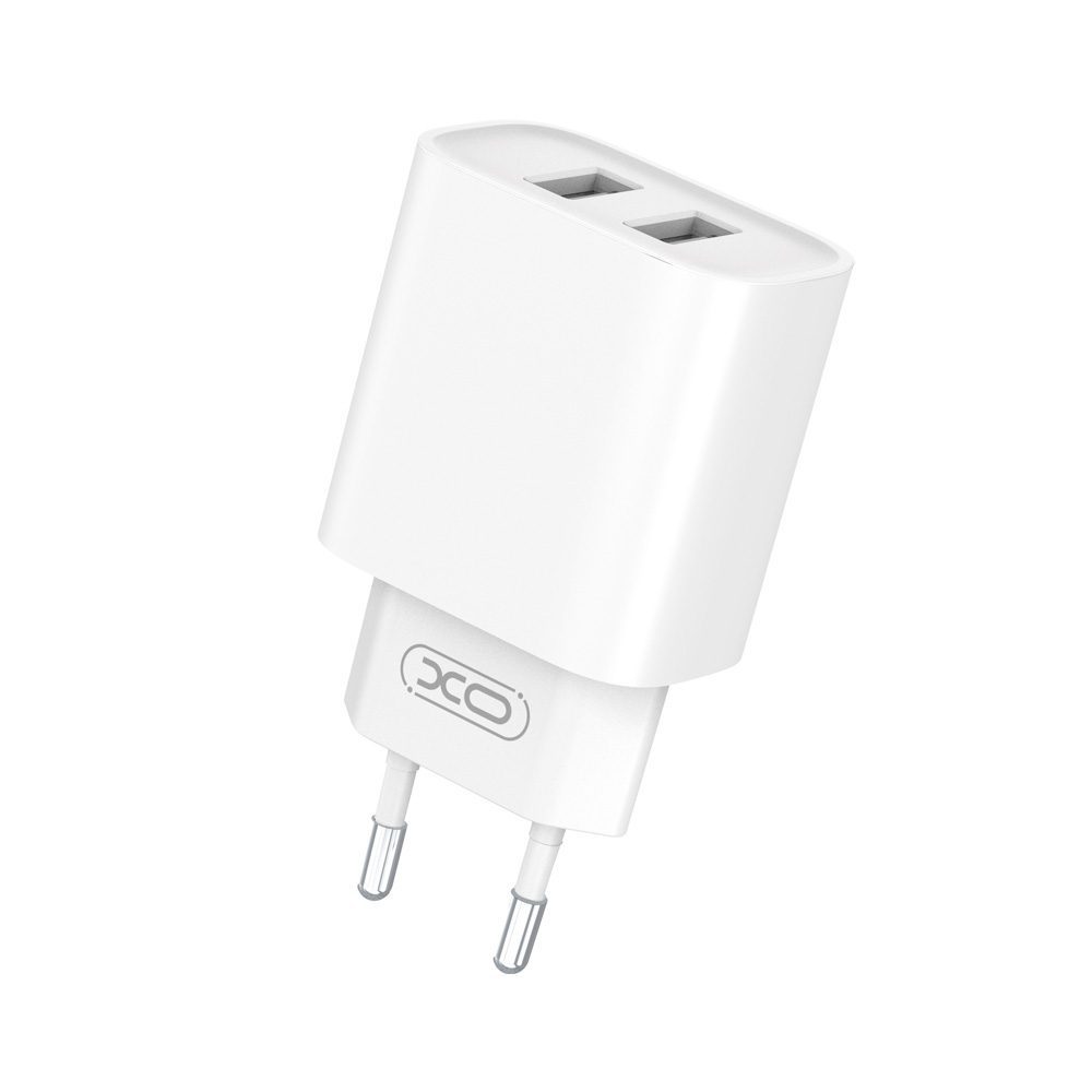 348902_oryg XO wall charger CE02C 2x USB 2,1A white + USB-C cable