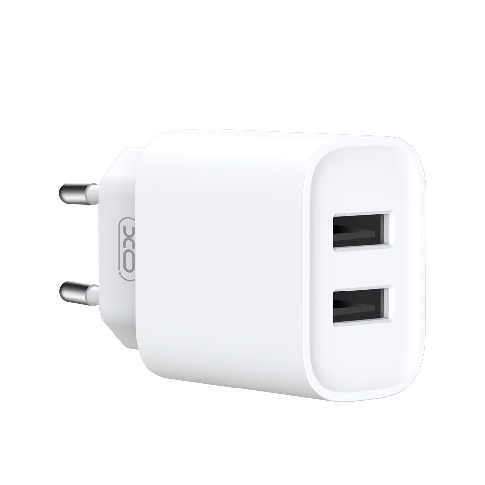 348903_oryg XO wall charger CE02C 2x USB 2,1A white + USB-C cable
