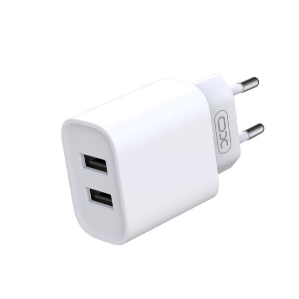 348904_oryg XO wall charger CE02C 2x USB 2,1A white + USB-C cable