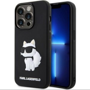 Karl Lagerfeld case for iPhone 14 Pro 6,1" KLHCP14L3DRKHNK black hardcase Rubber Choupette 3D