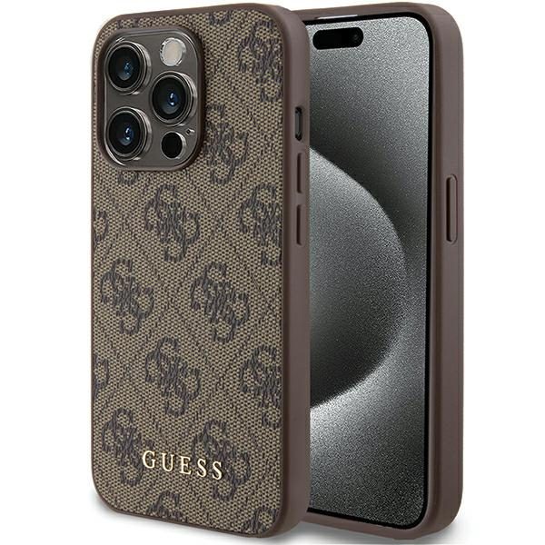 Guess case for iPhone 15 Pro 6,1" GUHCP15LG4GFBR brown HC PU 4G Metal Logo