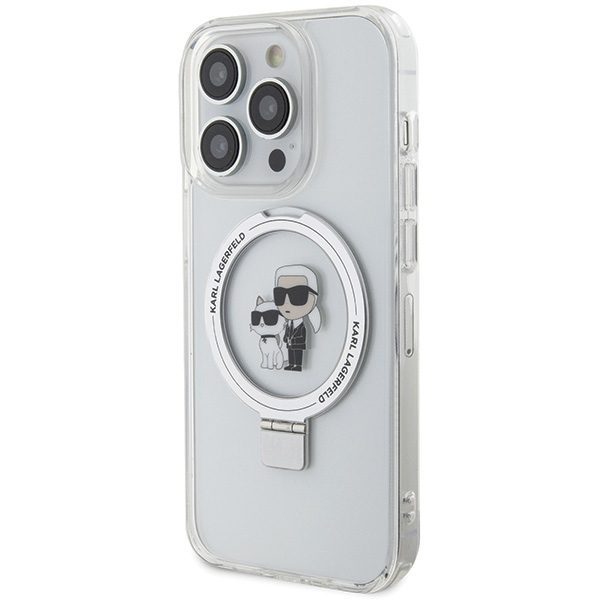 Karl Lagerfeld case for iPhone 14 Pro 6,1" KLHMP14LHMRSKCH white HC Magsafe Ringstand KC