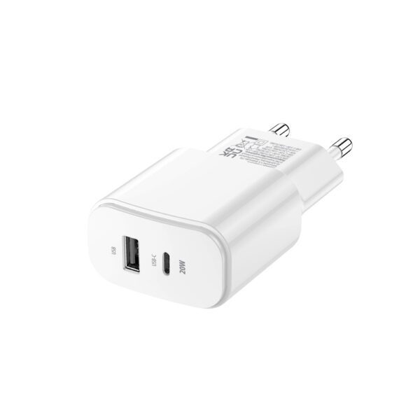 Forever TC-01-20AC PD QC charger 1x USB-C 1x USB 20W white
