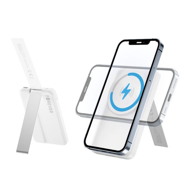 Forever MACS-100 magnetic wireless charging station with power bank white 5in1