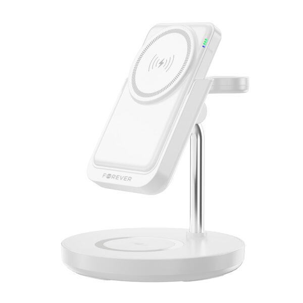 Forever MACS-100 magnetic wireless charging station with power bank white 5in1
