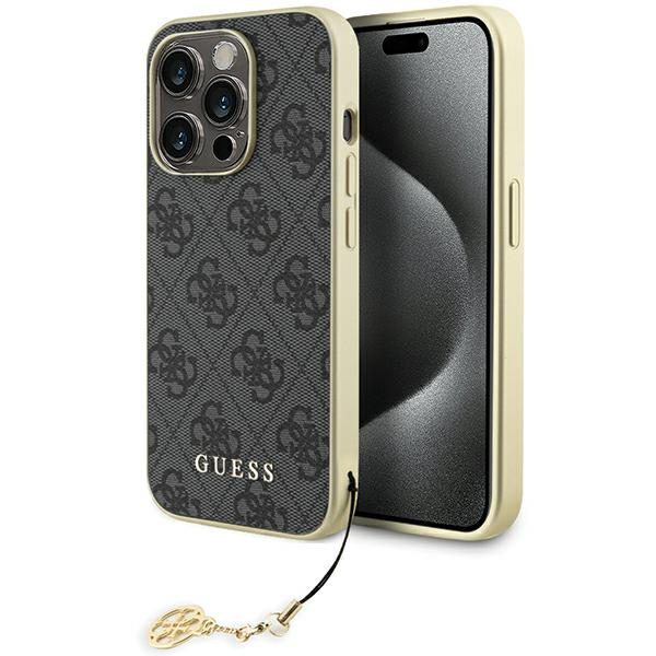 Guess case for iPhone 15 Pro 6,1" GUHCP15LGF4GGR gray hardcase 4G Charms Collection