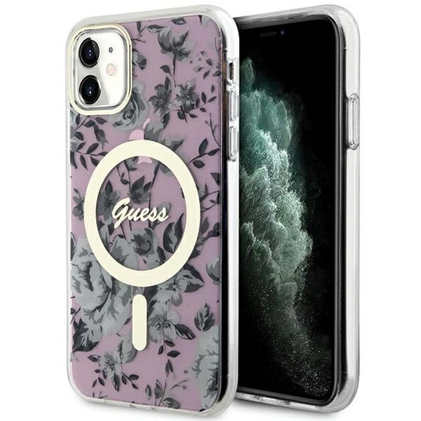357942_oryg Guess case for iPhone 11 / XR 6.1" GUHMN61HCFWSP pink hardcase Flower MagSafe