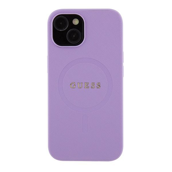 Guess case for iPhone 15 6,1" GUHMP15SPSAHMCU purple hardcase Saffiano MagSafe