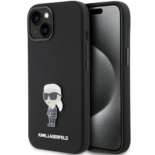 Karl Lagerfeld case for iPhone 15 6,1" KLHCP15SSMHKNPK black HC SILICONE IKONIK METAL PIN